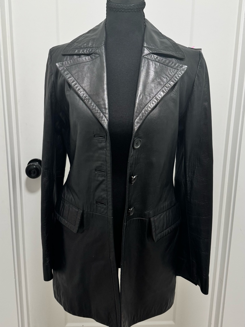 Banana Republic Black Leather Blazer Jacket